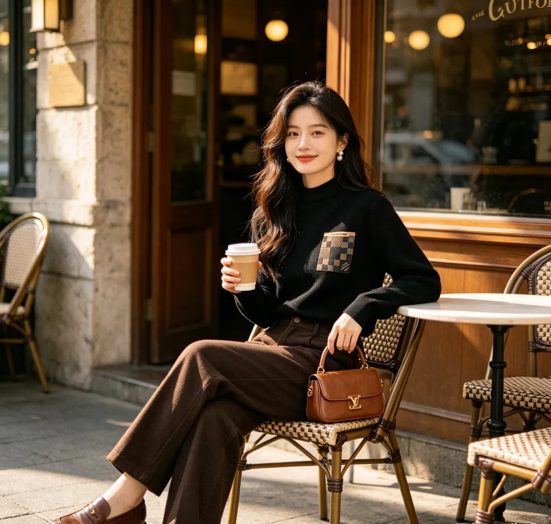 Louis Vuitton/Louis Vuitton checkered fake pocket crewneck sweater